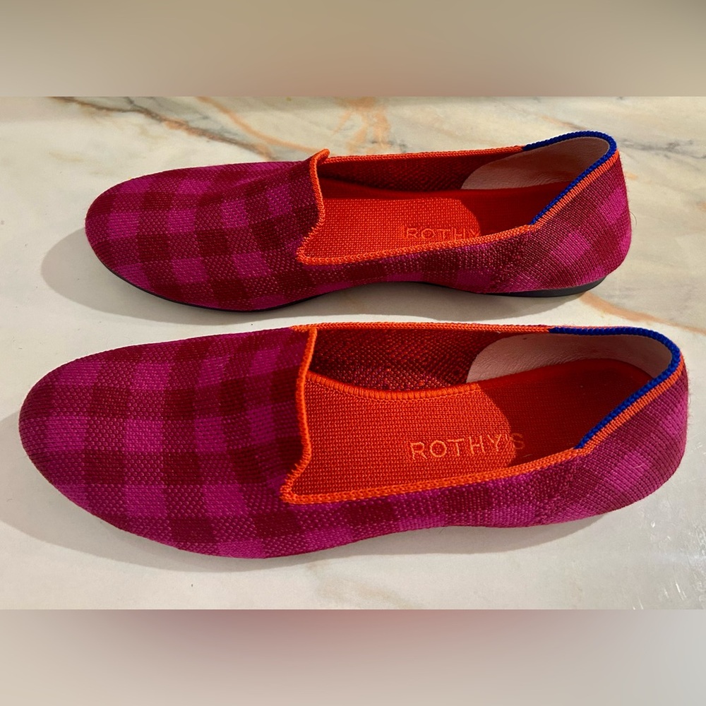 ROTHY’s | SIZE 8 | LIKE NEW | CHERRY 🍒 GINGHAM  PLAID LOAFERS